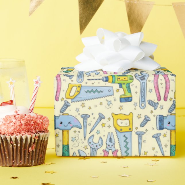 Papier Cadeau Doodle DIY Tool Collection (Fête d'anniversaire)