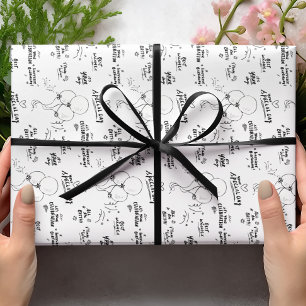 Papier Cadeau Doodle moderne Balloon Joyeux anniversaire