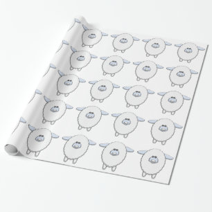 Papier Cadeau Douce Baby Shower Mouton Bleu