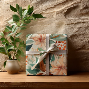 Papier Cadeau Douce Fête de Mariage Florale Botanique