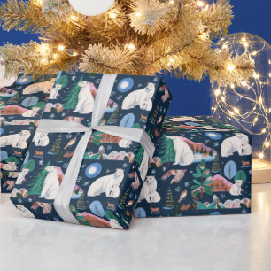 Papier Cadeau Douce Fête Prénatale de l'Ours Polaire d'Hiver