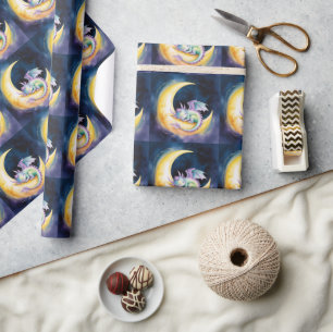 Papier Cadeau Douces Rêves Dragon et Baby Shower Demi-Lune