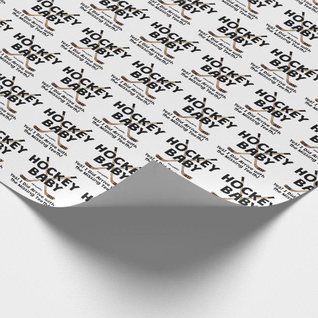 Papier Cadeau Douche de bâtons de hockey de bébé d'hockey (Coin)