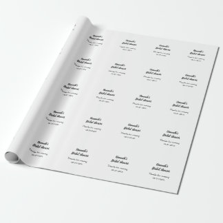 Papier Cadeau Douche nuptiale ajouter le nom date année merci à 