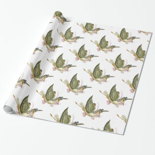 Papier Cadeau DOUCHE POUR FILLE BÉBÉ STORK, Blanc rose