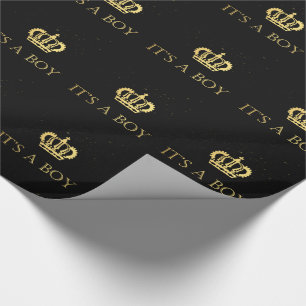 Papier Cadeau Douche royale de bébé de couronne d'or