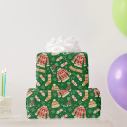 Papier Cadeau Doux de Noël moche Météo Vert hiver