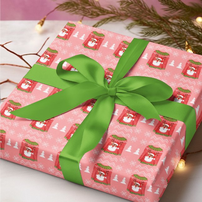 Papier Cadeau Doux moche Funny Reindeer Motif de Noël (Créateur téléchargé)