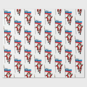 Papier Cadeau Doux Père Noël avec drapeau de Slovénie