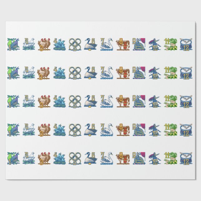 Papier Cadeau Douze jours de Noël (Plat)