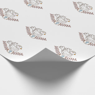 Papier Cadeau Dove Cross Religieux Baptême Christening