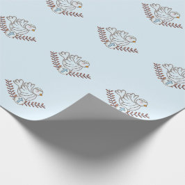 Papier Cadeau Dove Cross Religieux Baptême Christening Baby Boy