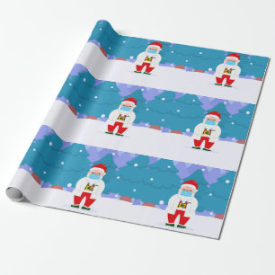 Papier Cadeau dr santa claus covid masque de noël