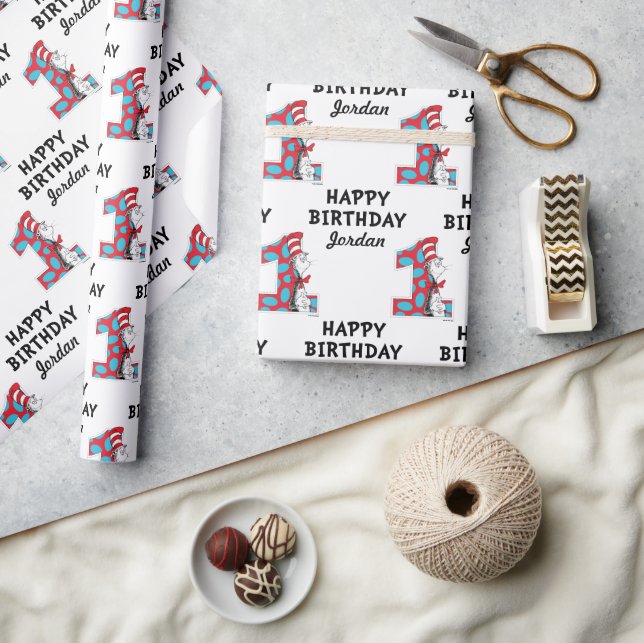 Papier Cadeau Dr Seuss | Chat dans le Casquette 1er anniversaire (Artisanat)