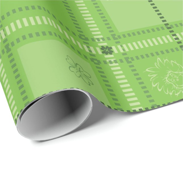 Papier Cadeau Dr. Seuss | Motif carreaux de la Saint-Patrick (Coin rond)