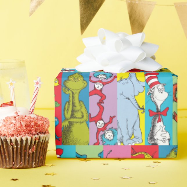 Papier Cadeau Dr Seuss | Tranche de caractères (Fête d'anniversaire)