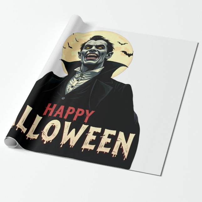 Papier Cadeau Dracula vous souhaite une nuit Éffrayante (Déroulé)