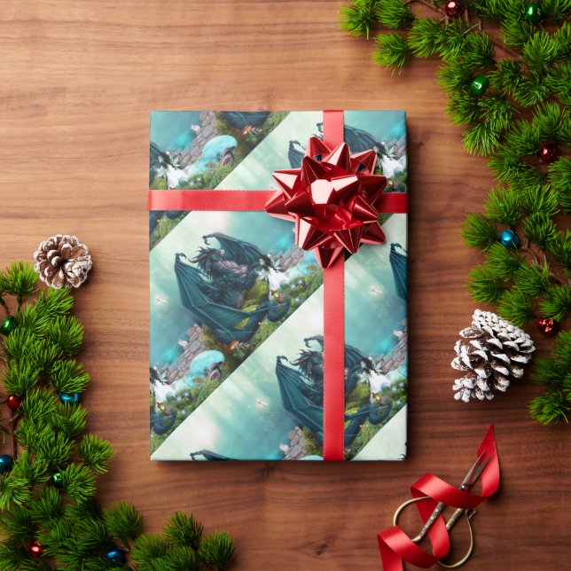 Papier Cadeau Dragon aux fées (Cadeau de vacances)