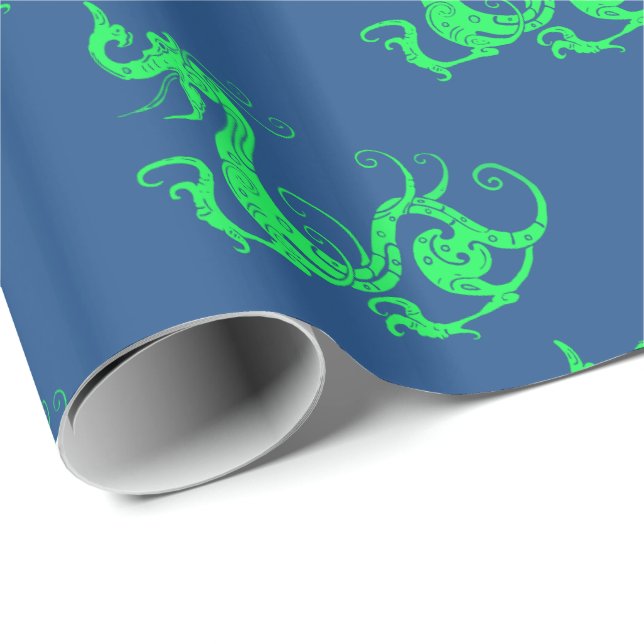 Papier Cadeau Dragon chinois (Coin rond)