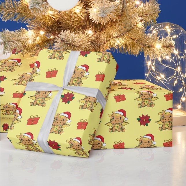 Papier Cadeau Dragon Christmas Winter Animaux Dragon Holiday (Vacances)
