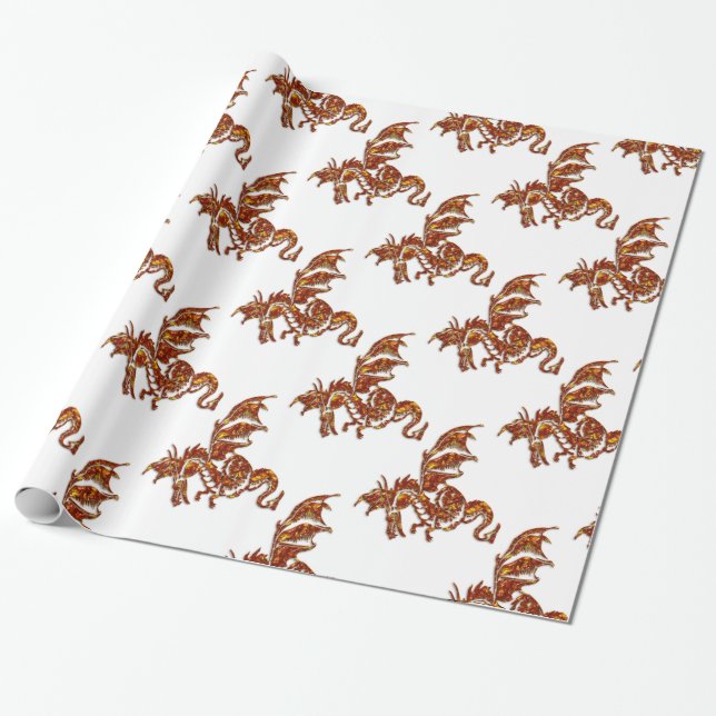 Papier Cadeau Dragon flamboyant (Déroulé)