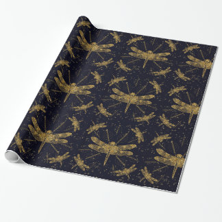 Papier Cadeau Dragon fly motif ornemental foncé