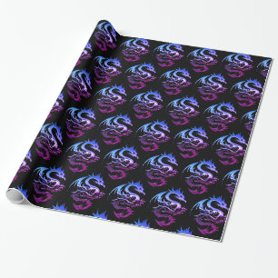 Papier Cadeau Dragon mauve-métallique