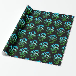 Papier Cadeau Dragon métallique vert