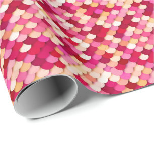 Papier Cadeau "Dragon Scales" - magenta, rose chaud et pêche