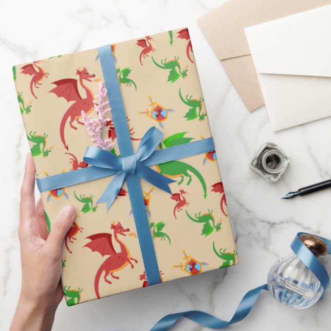 Papier Cadeau Dragon Slayer Knight Boy fête d'anniversaire (Cadeaux)