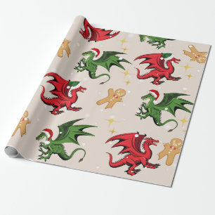 Papier Cadeau Dragon Whimsical & Pain d'épices Enveloppement de 