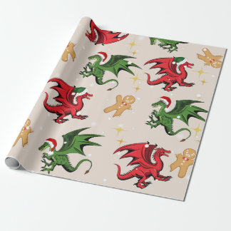 Papier Cadeau Dragon Whimsical & Pain d'épices Enveloppement de 