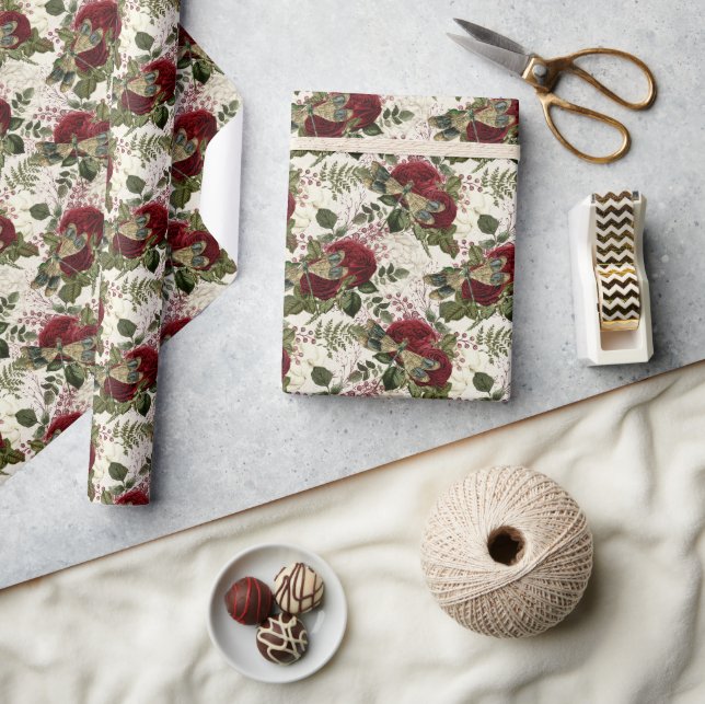 Papier Cadeau Dragonflies de crème et Roses (Artisanat)