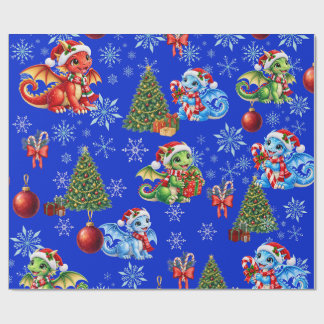 Papier Cadeau Dragons de Noël