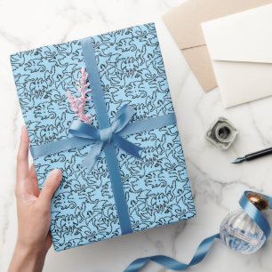 Papier Cadeau Dragons noirs motif contour.b L BG bleu