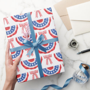 Papier Cadeau Drapeau américain Bunting et noeuds Eté américain