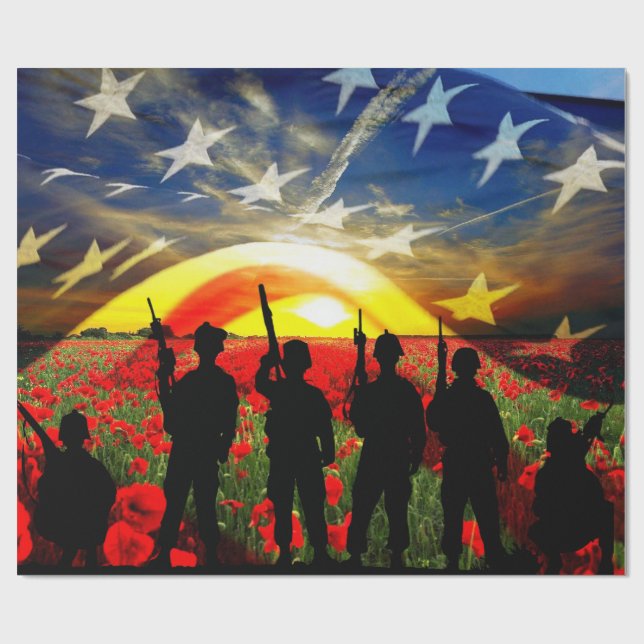 Papier Cadeau Drapeau américain des soldats patriotiques (Plat)
