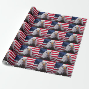 Papier Cadeau Drapeau américain et aigle à tête blanche