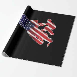 Papier Cadeau Drapeau américain Motoneige hiver Motoneige
