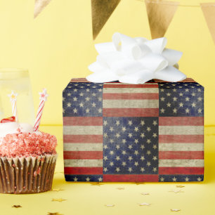 Papier Cadeau Drapeau américain patiné et en détresse