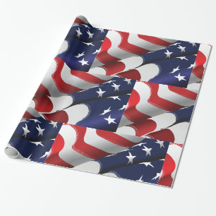 Papier Cadeau Drapeau américain patriotique Design étoiles et ra