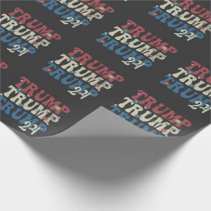 Papier Cadeau Drapeau américain patriotique Trump 2024 4 juillet