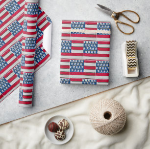 Papier Cadeau Drapeau Américain Peint Sur Palette En Bois
