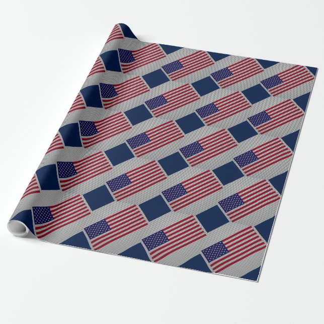 Papier Cadeau Drapeau américain sur la fibre de carbone (Déroulé)