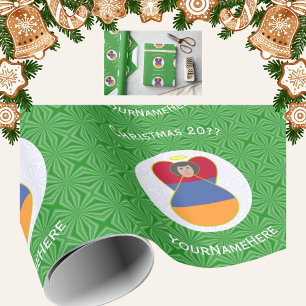 Papier Cadeau Drapeau arménien Ange de Noël Personnalisé