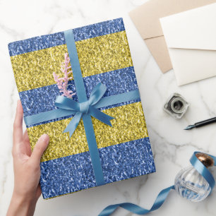 Papier Cadeau Drapeau bleu jaune Ukraine parties scintillant fau