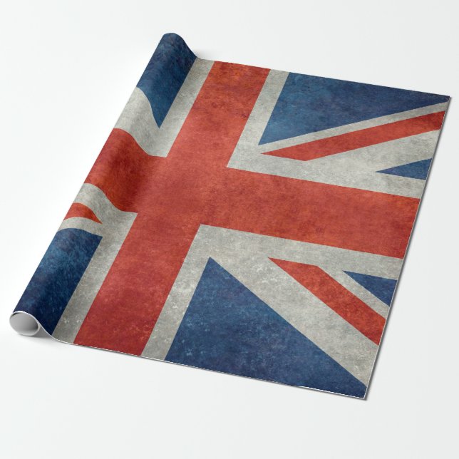 Papier Cadeau Drapeau BRITANNIQUE d'Union Jack dans de rétros (Déroulé)