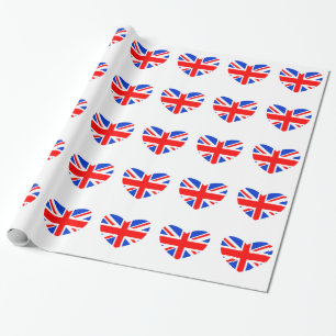 Papier Cadeau Drapeau britannique en forme de coeur