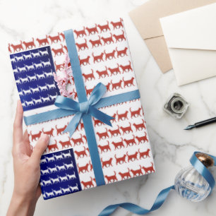Papier Cadeau Drapeau de chat du 4 juillet Rouge Blanc Bleu État