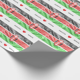 Papier Cadeau Drapeau de coeur de la coutume I du Kenya